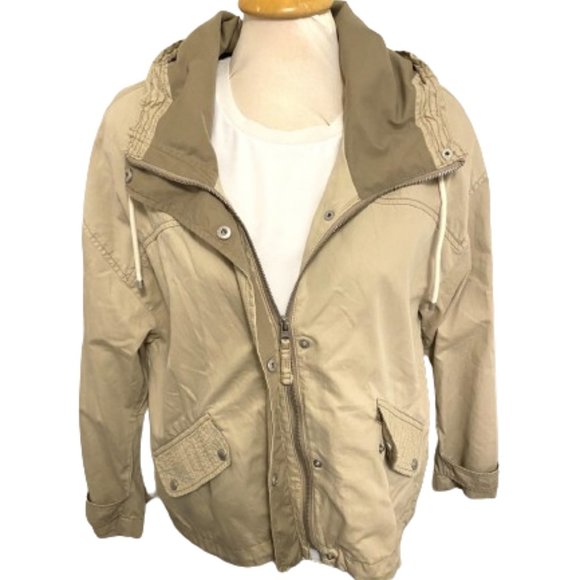 ABERCROMBIE & FITCH  Utility Outerwear Jacket Size Large Tan Hooded - Picture 1 of 11